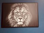 Canvas schilderij leeuw - 120x80 cm, Huis en Inrichting, Woonaccessoires | Schilderijen, Tekeningen en Foto's, Ophalen, Zo goed als nieuw