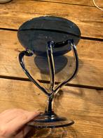 Blauwe art‑glass schaal op sierlijke voet – design, Ophalen of Verzenden