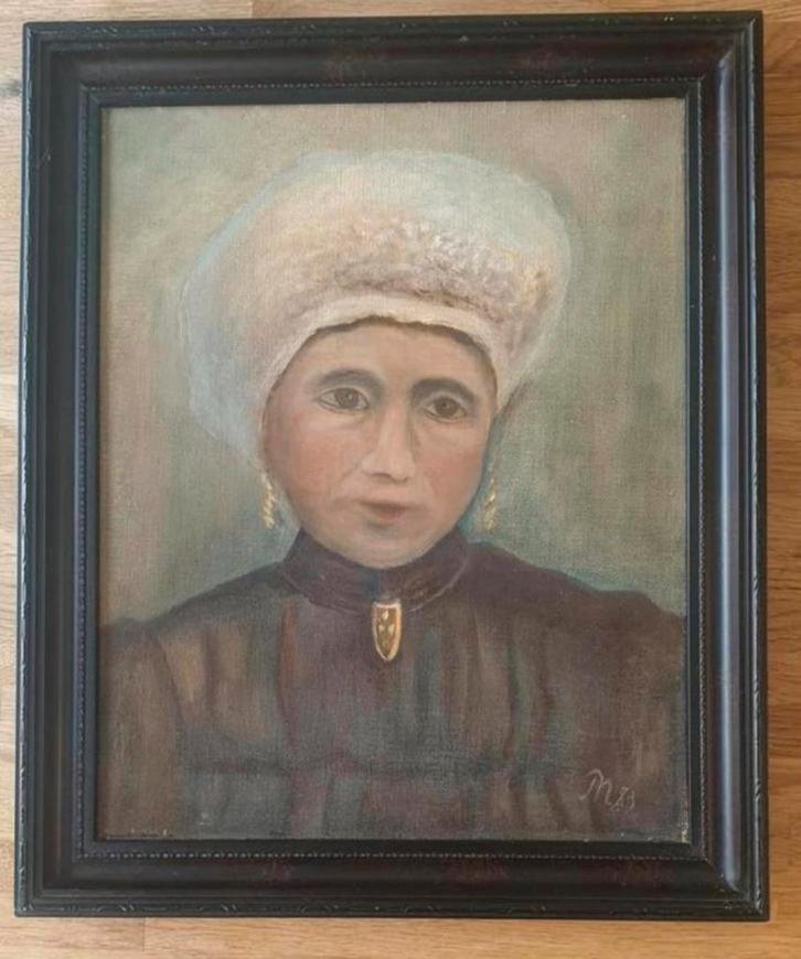 Dame in klederdracht van schilder van Nunen uit Etten-Leur, Antiek en Kunst, Kunst | Schilderijen | Klassiek, Ophalen of Verzenden