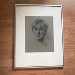 Joop Liesker (1920 - 2004)..krijttekening in zwart., Ophalen of Verzenden