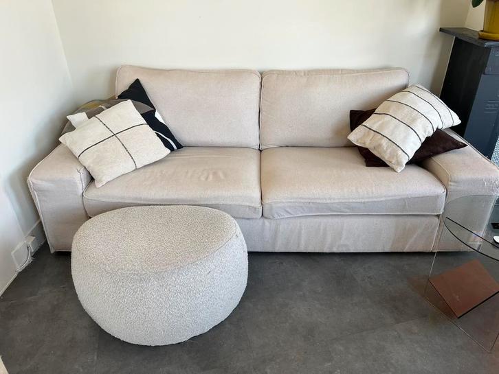 IKEA KIVIK 3-zitsbank met poef te koop, Huis en Inrichting, Banken | Complete zithoeken, Gebruikt, Ophalen
