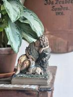 Vintage Gipsen Beeld met Jongen en Schaap, Antiek en Kunst, Ophalen