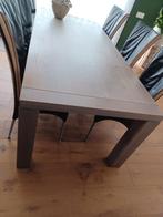 Eettafel met 6 leren stoelen, Huis en Inrichting, Ophalen of Verzenden, Gebruikt, Modern, 6 tot 8 stoelen