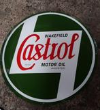 Castrol Gulf  Texaco Caltex groot emaillen reclame bord, Ophalen, Zo goed als nieuw, Reclamebord