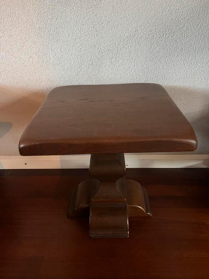 Vintage brutalist handgemaakt eikenhouten bijzettafel, Huis en Inrichting, Tafels | Salontafels, Ophalen of Verzenden