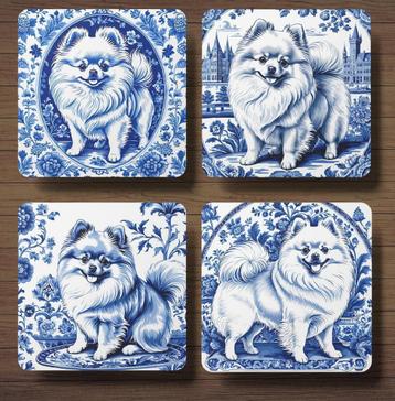 Pomeranian Delft Blauw onderzetters met houder beschikbaar voor biedingen
