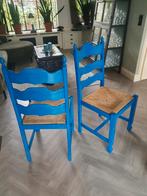 8 Griekse stoelen, Huis en Inrichting, Ophalen, Riet of Rotan, Gebruikt, Blauw