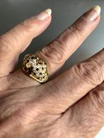 Gouden ring 'Panter', volbezet met diamant, saffier, smaragd, Sieraden, Tassen en Uiterlijk, Ringen, Verzenden, Zo goed als nieuw