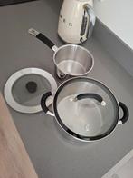 Twee Sola pannen, Huis en Inrichting, Keuken | Potten en Pannen, Ophalen, Zo goed als nieuw, Rvs, Pannenset