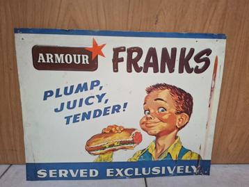 Metalen reclamebord Armour Franks Hotdog beschikbaar voor biedingen