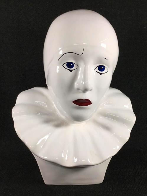Pierrot vintage design keramiek buste beeld 1980’s, Antiek en Kunst, Kunst | Beelden en Houtsnijwerken, Ophalen of Verzenden
