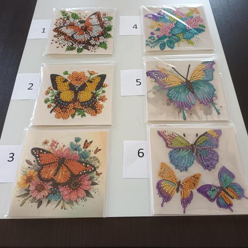 Diamond painting vlinder kaarten, Hobby en Vrije tijd, Kaarten | Zelfgemaakt, Nieuw, Ophalen