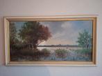 Schilderij olieverf op doek waterlandschap, Antiek en Kunst, Ophalen of Verzenden