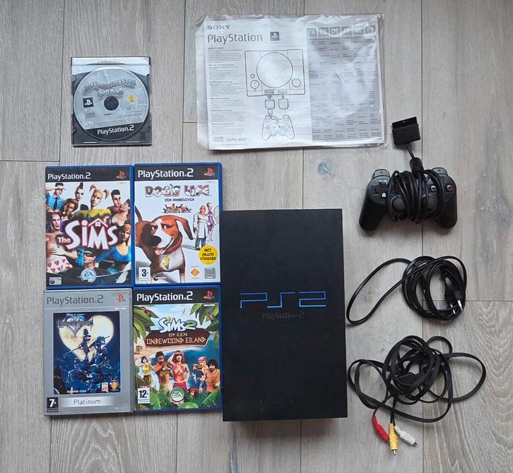 Playstation 2, 1 controleren, snoeren 5 spellen, Spelcomputers en Games, Spelcomputers | Sony PlayStation 2, Zo goed als nieuw