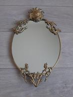 Oude spiegel strik medaillon strikspiegel, Antiek en Kunst, Minder dan 100 cm, Minder dan 50 cm, Ophalen, Ovaal