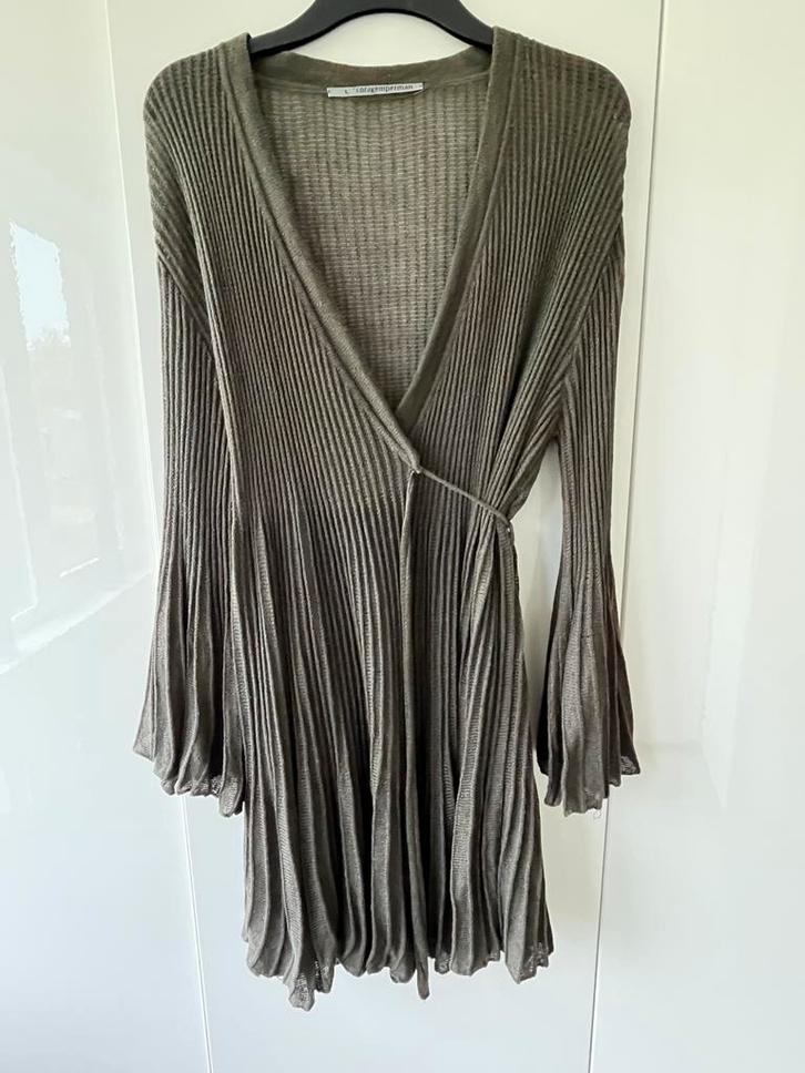 Mooie groenbruine jurk/vest Cora Kemperman. Maat L, Kleding | Dames, Jurken, Zo goed als nieuw, Maat 46/48 (XL) of groter, Groen