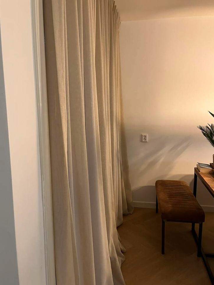 Linnen gordijnen kleur “Sand”, Huis en Inrichting, Stoffering | Gordijnen en Lamellen, Zo goed als nieuw, 200 cm of meer, Crème