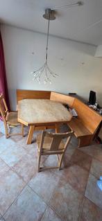 Massief Houten Eethoek met Bank en Stoelen, Huis en Inrichting, Complete eetkamers, Ophalen, Gebruikt