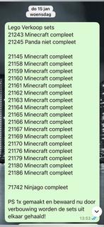 Grote LEGO Minecraft Verzameling - Verkoop per set, Ophalen, Zo goed als nieuw, Complete set, Lego