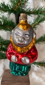 ANTIEK GLAZEN KERSTBOOM KERSTBAL VERSIERING DWERG KABOUTER, Diversen, Kerst, Ophalen of Verzenden, Zo goed als nieuw