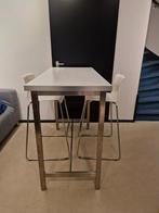 Ikea bartafel met 2 barkrukken, 2 krukken, Ophalen, Gebruikt, 90 cm of meer