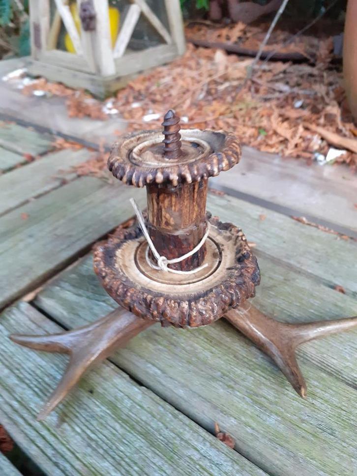 Unieke Gewei Kandelaar - Handgemaakt, Antiek en Kunst, Antiek | Kandelaars, Overige materialen, Ophalen of Verzenden