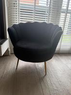 2 zwarte schelp fauteuils fluweel, Huis en Inrichting, Fauteuils, 75 tot 100 cm, Ophalen of Verzenden, Zo goed als nieuw, Stof