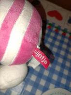 Nijntje knuffel met roze wit gestreept shirt met rammelaar, Ophalen of Verzenden, Konijn