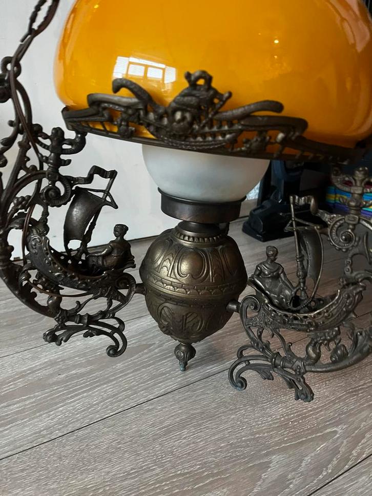 Antieke Koperen Hanglamp, Antiek en Kunst, Antiek | Lampen, Ophalen of Verzenden