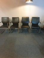 4 Zwart Leren stoelen Van Movani, Ophalen, Gebruikt, Zwart, Twee