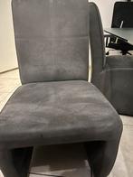 Glazen eettafel met 4 stoelen, Ophalen, Gebruikt, Leer, Grijs