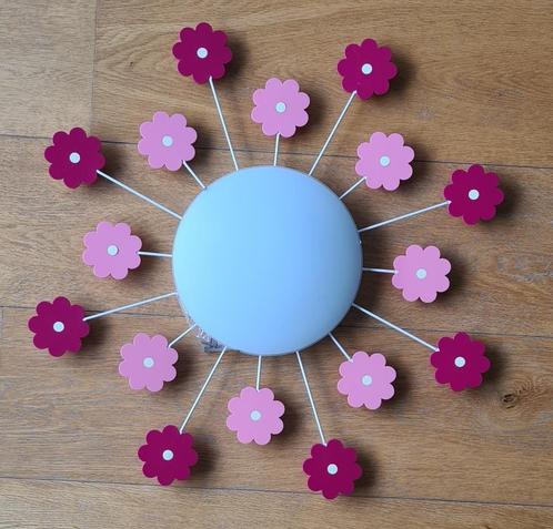 plafondlamp bloemen, Huis en Inrichting, Lampen | Plafondlampen, Gebruikt, Glas, Metaal, Ophalen of Verzenden