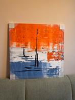 Schilderij oranje wit blauw zeilboot 98x98 Giuseppe Panzica, Antiek en Kunst, Kunst | Schilderijen | Abstract, Ophalen