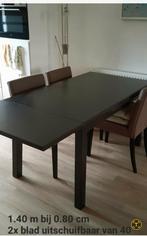 Uittrekbare tafel en 4 stoelen., Huis en Inrichting, Tafels | Eettafels, 50 tot 100 cm, 100 tot 150 cm, Rechthoekig, Zo goed als nieuw