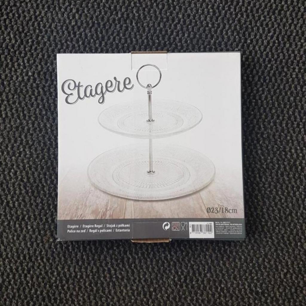 Nieuwe glazen etagere 2 laags, Ophalen of Verzenden, Nieuw