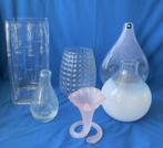 Zes verschillende glazen Vazen, Huis en Inrichting, Woonaccessoires | Vazen, Overige kleuren, Ophalen of Verzenden, Minder dan 50 cm