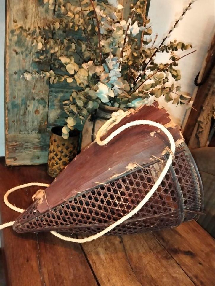 Mooie brocante antieke grote plukmand uit India Indië, Antiek en Kunst, Curiosa en Brocante, Ophalen