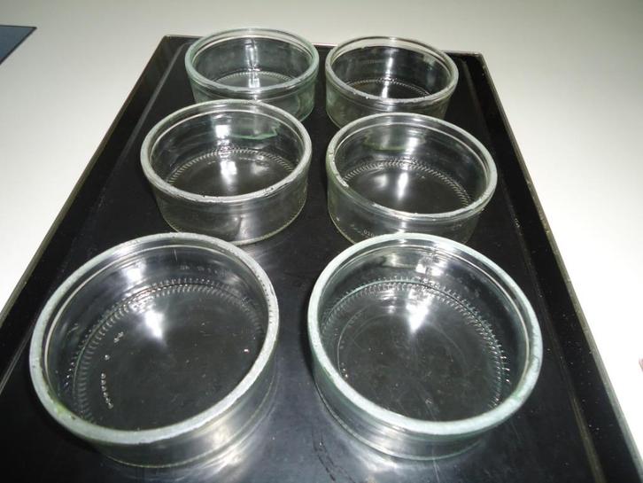 6 glazen bakjes of schaaltjes voor b,v nootjes of vla, Huis en Inrichting, Keuken | Servies, Zo goed als nieuw, Schaal of Schalen