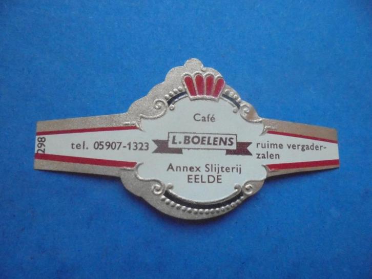 Sigarenband Café Slijterij L. Boelens in EELDE gem. Tynaarlo, Verzamelen, Rookartikelen, Aanstekers en Luciferdoosjes, Zo goed als nieuw