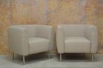 ZGAN 2 beige stoffen design fauteuils van Moroso setprijs!, 75 tot 100 cm, Minder dan 75 cm, Design, Metaal