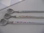 3 vintage bloemen slacouvert 1950 1 vork 2 lepel 28 Cm p st, Antiek en Kunst, Ophalen of Verzenden