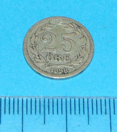 Zweden - 25 öre 1898 - zilver, Postzegels en Munten, Munten | Europa | Niet-Euromunten, Losse munt, Overige landen, Zilver, Verzenden