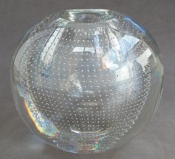1950 Retro Bolvaas Kristal Glas Vaas Spijkerbol Spijkerglas beschikbaar voor biedingen