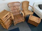 Rotan Fauteuils Set met Opbergkist en ladenkastje, Ophalen, Gebruikt, Minder dan 75 cm, Riet of Rotan