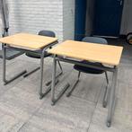 2 (School)tafels met stoelen (70x50x72 cm), Ophalen, Gebruikt, Hout, Twee