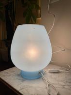 Vintage lichtblauwe glazen tafellamp - blauw licht, Ophalen of Verzenden, Minder dan 50 cm