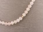 Rozenkwats collier met gouden slot en bolletjes          D24, Gebruikt, ., Ophalen of Verzenden, .