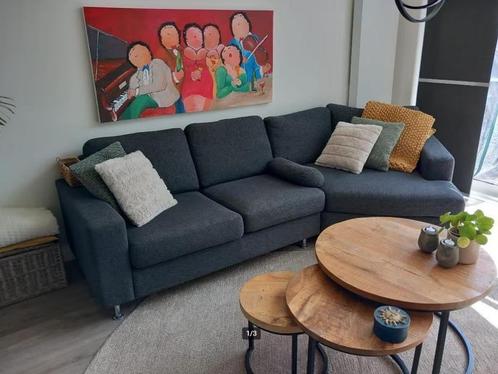 Moderne hoekbank antraciet, Huis en Inrichting, Banken | Complete zithoeken, Gebruikt, Hout, Metaal, Stof, Ophalen