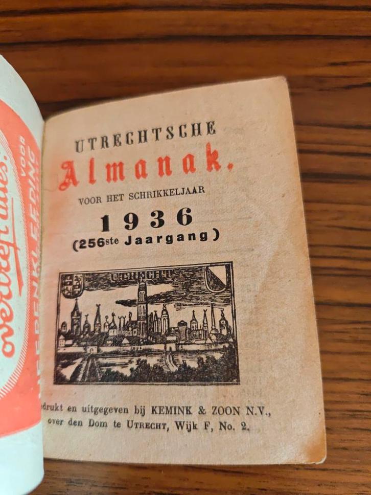 Utrechtse Almanak 1936 - Kemink & Zoon - Zeldzaam!, Antiek en Kunst, Antiek | Boeken en Bijbels, Ophalen