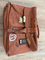 Leren schooltas jaren ‘90 (beklad), Ophalen of Verzenden, Gebruikt, Leer